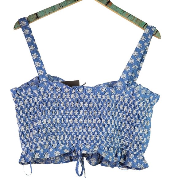 Le Lis Denim Eyelet Two Piece Outfit Sz S, NWT - Picture 4 of 13